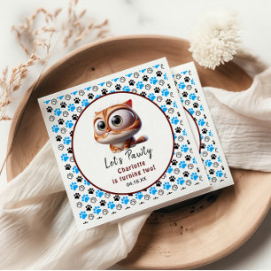 Let's Pawty! Cute Cat 2nd Birthday Party Napkin