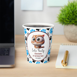 Let's Pawty! Cute Cat 2nd Birthday Party Paper Cups