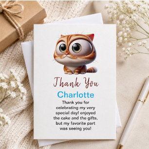 Let's Pawty! Cute Cat 2nd Birthday Party Thank You Card