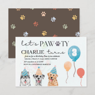 let's pawty dog birthday invitation