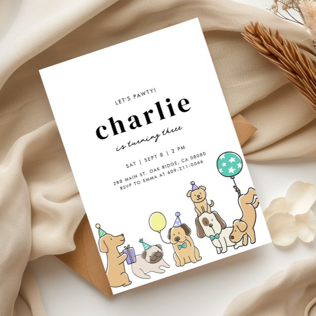 Let's Pawty Dog Birthday Invitation (Creator Uploaded)