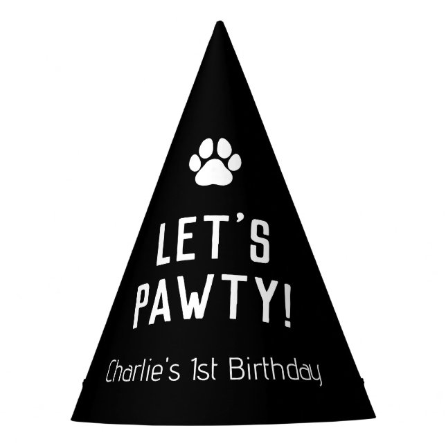Let's Pawty Dog Birthday Party Hat Modern (Front)