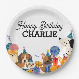 Lets Pawty Dog Puppy Birthday Party Paper Plate