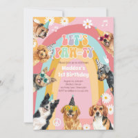 Let's Pawty Dog Retro Groovy Girl Birthday