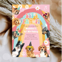 Let's Pawty Dog Retro Groovy Girl Birthday