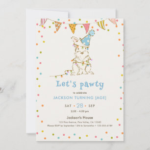 Let's Pawty Dog Themed Editable Age Boy's Birthday Invitation
