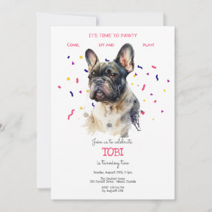 Let's pawty, dog's birthday party invitation