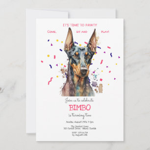 Let's pawty, dog's birthday party invitation