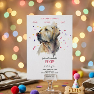 Let's pawty, dog's birthday party invitation