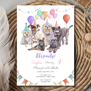 Let's pawty! dogs birthday party invitation