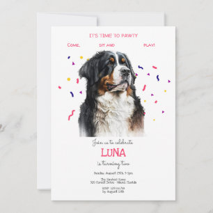 Let's pawty, dog's birthday party invitation