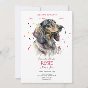 Let's pawty, dog's birthday party invitation