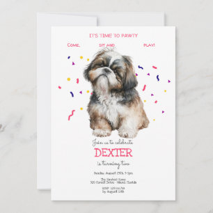 Let's pawty, dog's birthday party invitation