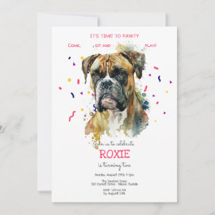Let's pawty, dog's birthday party invitation