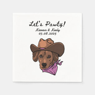 Let's Pawty Drawn Personalised Wedding Napkins