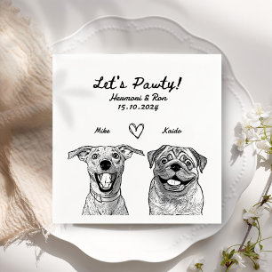 Let's Pawty Drawn Personalised Wedding Napkins