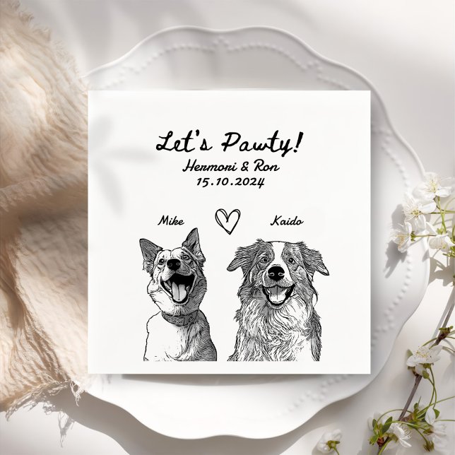 Let's Pawty Drawn Personalised Wedding Napkins (Creator Uploaded)
