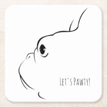 Let's Pawty French Bulldog Silhouette Coasters
