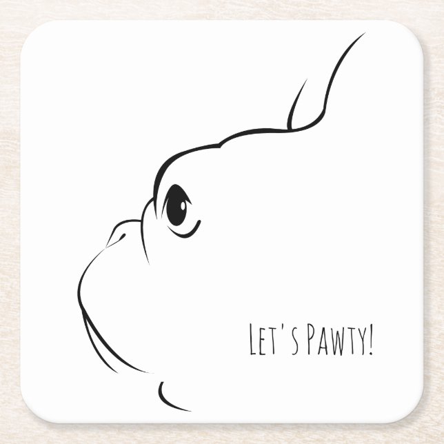 Let's Pawty French Bulldog Silhouette Coasters (Front)