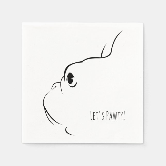 Let's Pawty French Bulldog Silhouette Napkins (Front)
