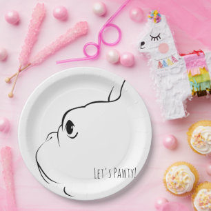 Let's Pawty French Bulldog Silhouette Paper Plates