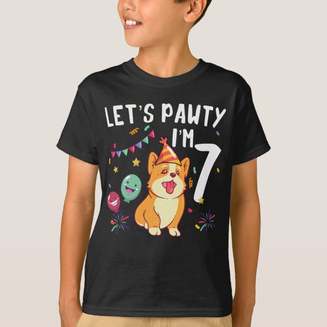 Let's Pawty I'm 4 T-Shirt (Front)