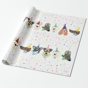 Let's Pawty, Party Dogs Confetti Birthday Wrapping Paper