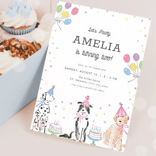 Let's Pawty Pastel Puppy Dog Birthday Invitation
