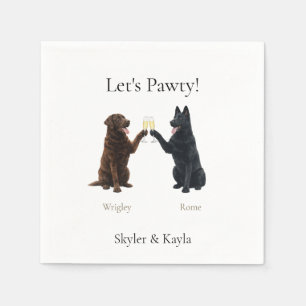 Let's Pawty! Personalised 2 Pets Champagne Napkin
