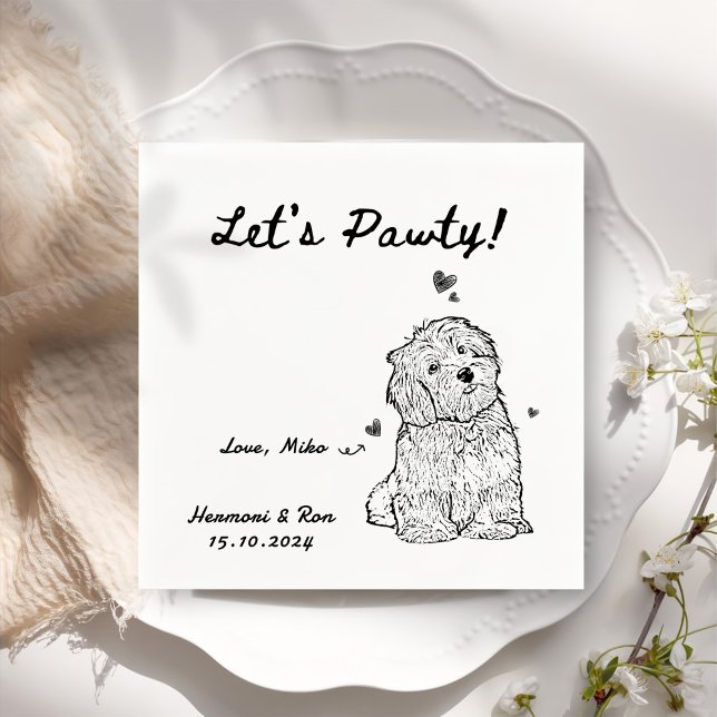 Let's Pawty Personalised Pet Simple Wedding Napkin (Creator Uploaded)