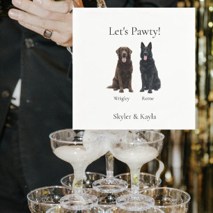 Let's Pawty! Personalized 2 Pet Cocktail Napkin