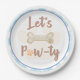 Let's Pawty Puppy Dog Birthday Paper Plates Blue