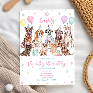 Let's Pawty Puppy Dog Party Birthday Invitation