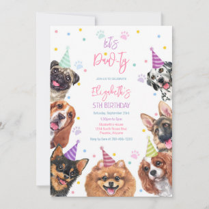 Let's Pawty Puppy Party Dog Birthday Invitation