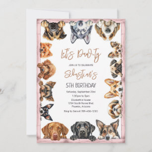 Let's Pawty Puppy Party Dog Birthday Invitation