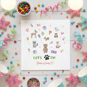Let's pawty! wild animals kids birthday napkin