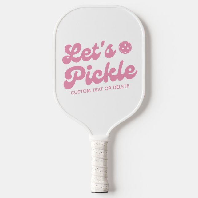 Let's Pickle Pink Cool Retro Personalised Pickleball Paddle (Front)