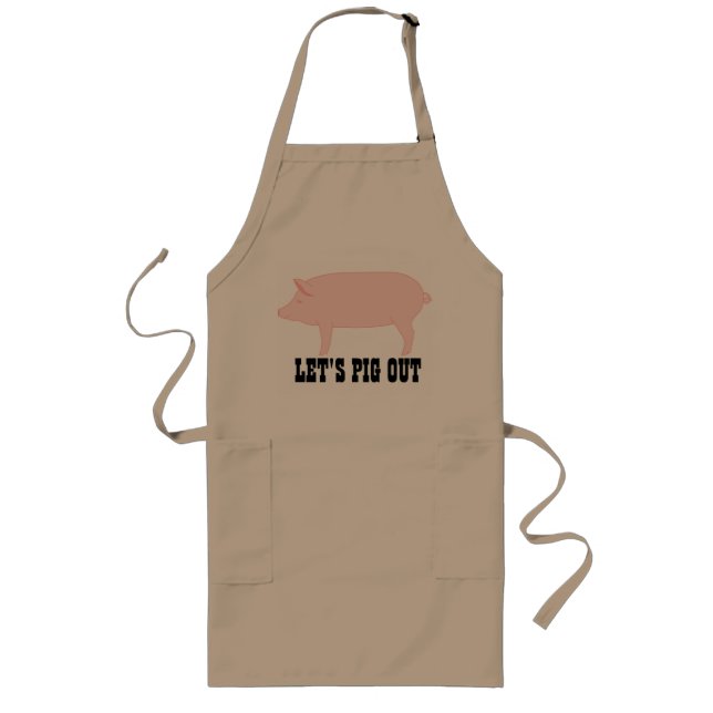 Let's pig out Pink Pig Roast Apron (Front)