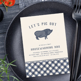 Let's Pig Out   Summer BBQ Housewarming Party Invitation