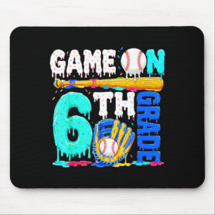 Let's Play 6th Grade Baseball Drip Ice Cream Back Mouse Mat