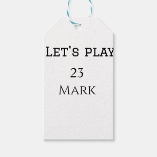 Let's play add name monogram letter sports masculi gift tags