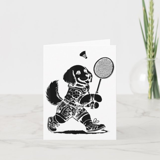Lets Play Badminton Player Shuttle Racket  Card (Front)