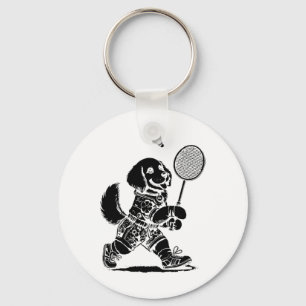 Let's Play Badminton Player Shuttle Racket Key Ring