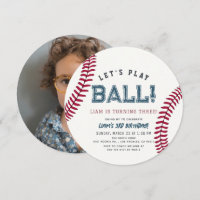 Let's Play Ball Baseball Photo Birthday Invitation
