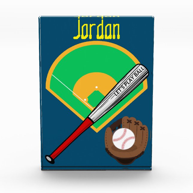 "Let's Play Ball" Baseball   Photo Block (Front)