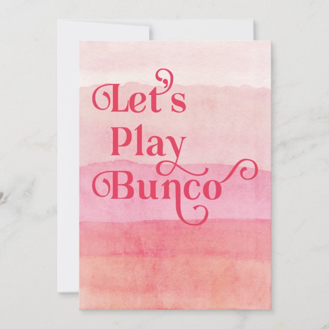 Let's Play Bunco Pink Bunco Party Invitation (Front)