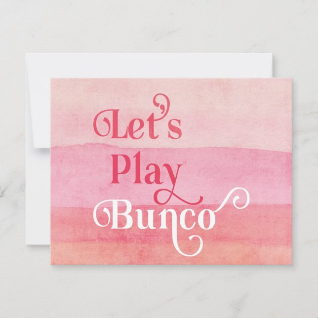 Let's Play Bunco Pink Modern Invitation (Front)