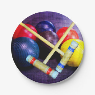 Let's Play Croquet Grunge Style Paper Plate