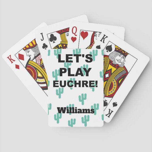 Let's Play Euchre! Cactus Design Custom Playing Cards (Back)