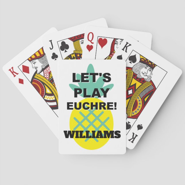 Let's Play Euchre! Pineapple Design Custom Playing Cards (Back)